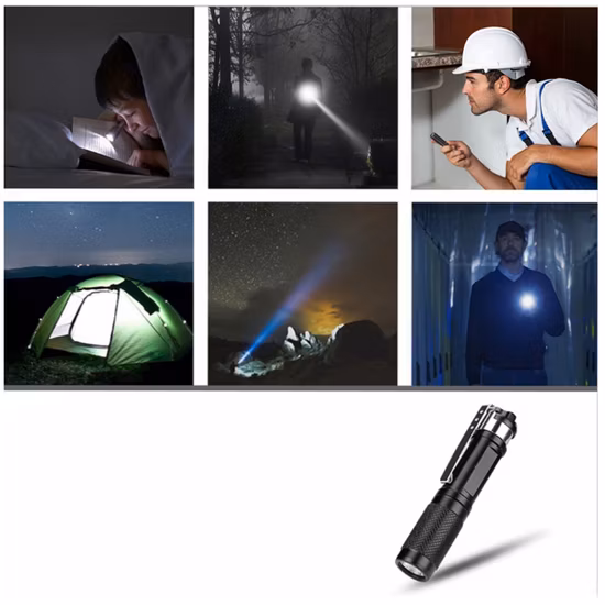 卸売ポータブルキャンプ屋外緊急懐中電灯 LED ポケット照明金属クリップミニ耐久性のあるアルミフラッシュランプバッテリー駆動 LED トーチ