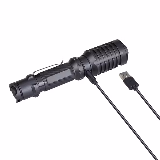 強力で超高輝度 LED 懐中電灯、充電式戦術懐中電灯、USB 狩猟懐中電灯